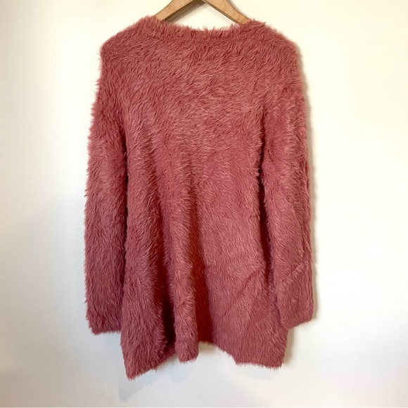 Free People Fuzzy Faux Fur Open Cardigan Dusty Pink Size Extra Small - Picture 9 of 9